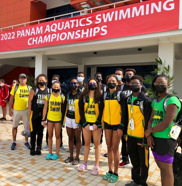 Team Jamaica at the Aquatic Centre in Couva, Trinidad & Tobago