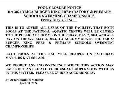 Pool Closure - May 2-3, 2024